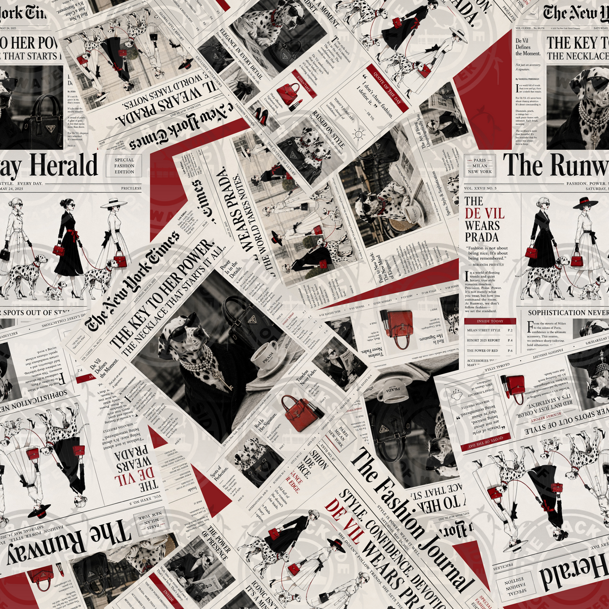 De Vil Wears Prada - Newspaper on Red