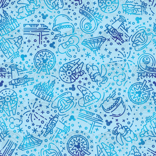 Disney Park Icons - DL Icons Blue on Blue