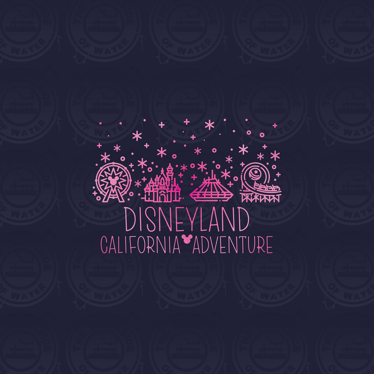 Disney Park Icons - DL Icons Navy on Pink Panel