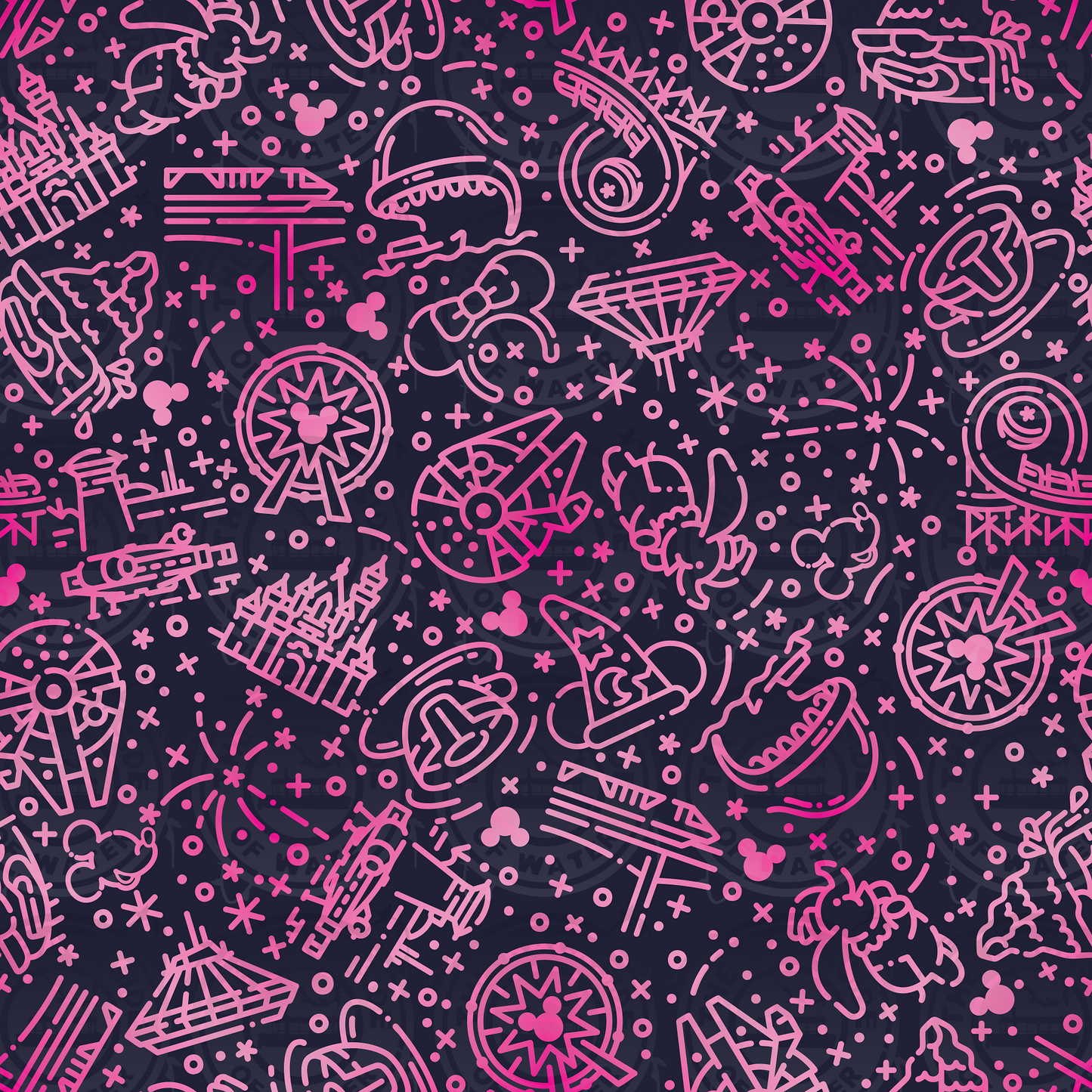 Disney Park Icons - DL Icons Navy on Pink