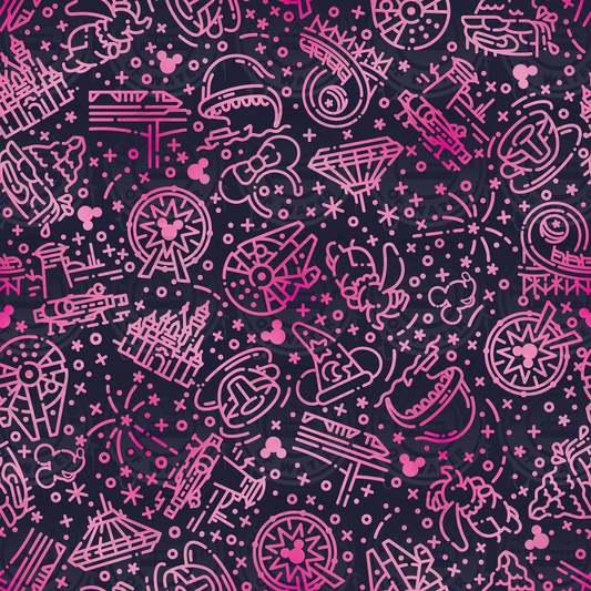 Disney Park Icons - DL Icons Navy on Pink