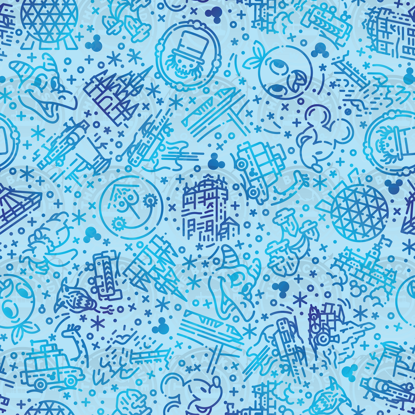 Disney Park Icons - DW Icons Blue on Blue