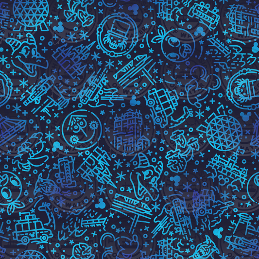 Disney Park Icons - DW Icons Navy on Blue