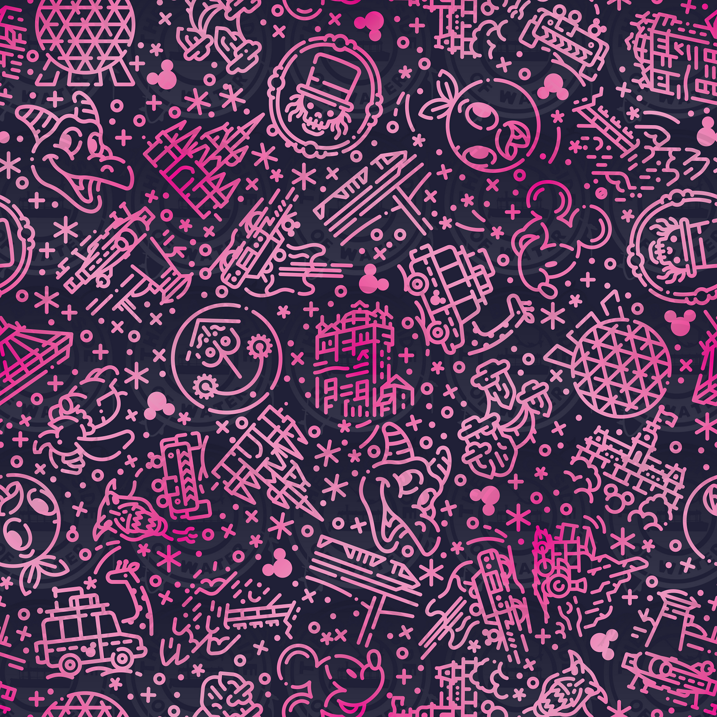 Disney Park Icons - DW Icons Navy on Pink