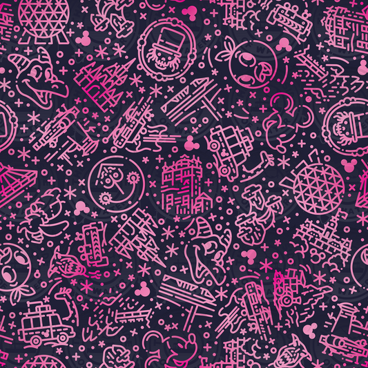 Disney Park Icons - DW Icons Navy on Pink