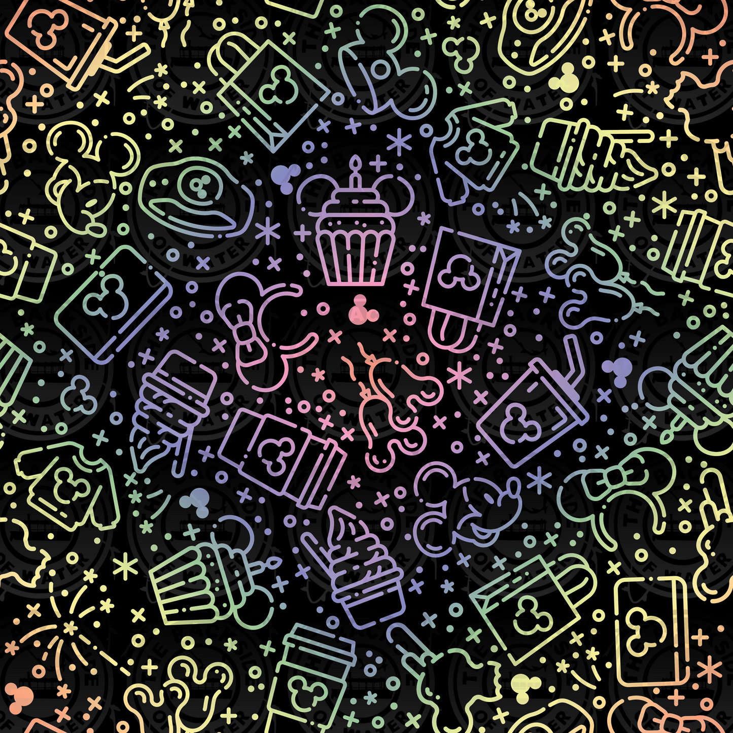 Disney Park Treat Icons - Treat Me Black on Pastel Rainbow