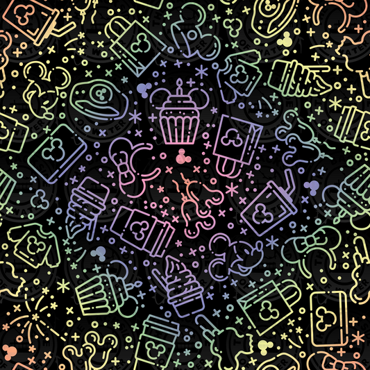 Disney Park Treat Icons - Treat Me Black on Pastel Rainbow