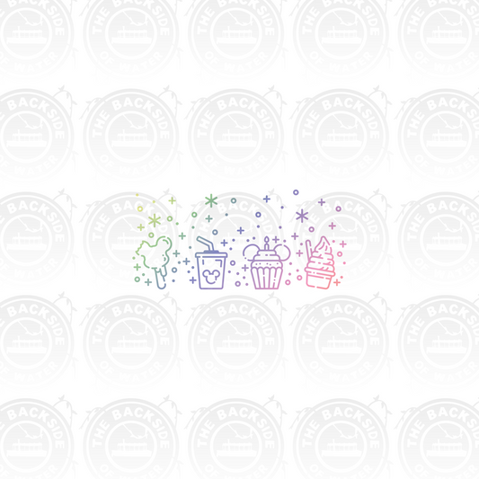 Disney Park Treat Icons - Treat Me White on Pastel Rainbow Panel