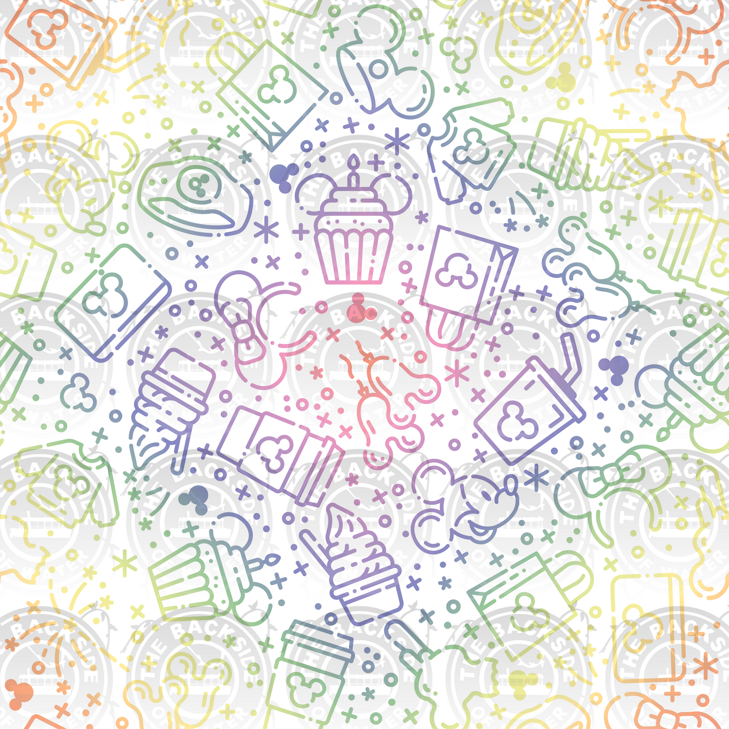 Disney Park Treat Icons - Treat Me White on Pastel Rainbow