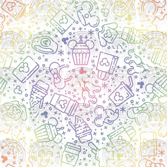 Disney Park Treat Icons - Treat Me White on Pastel Rainbow