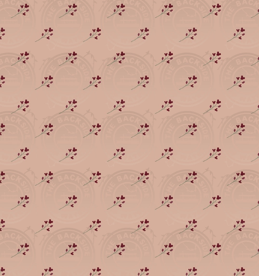 Hidden Mickey Fall - Red Flowers on Pink