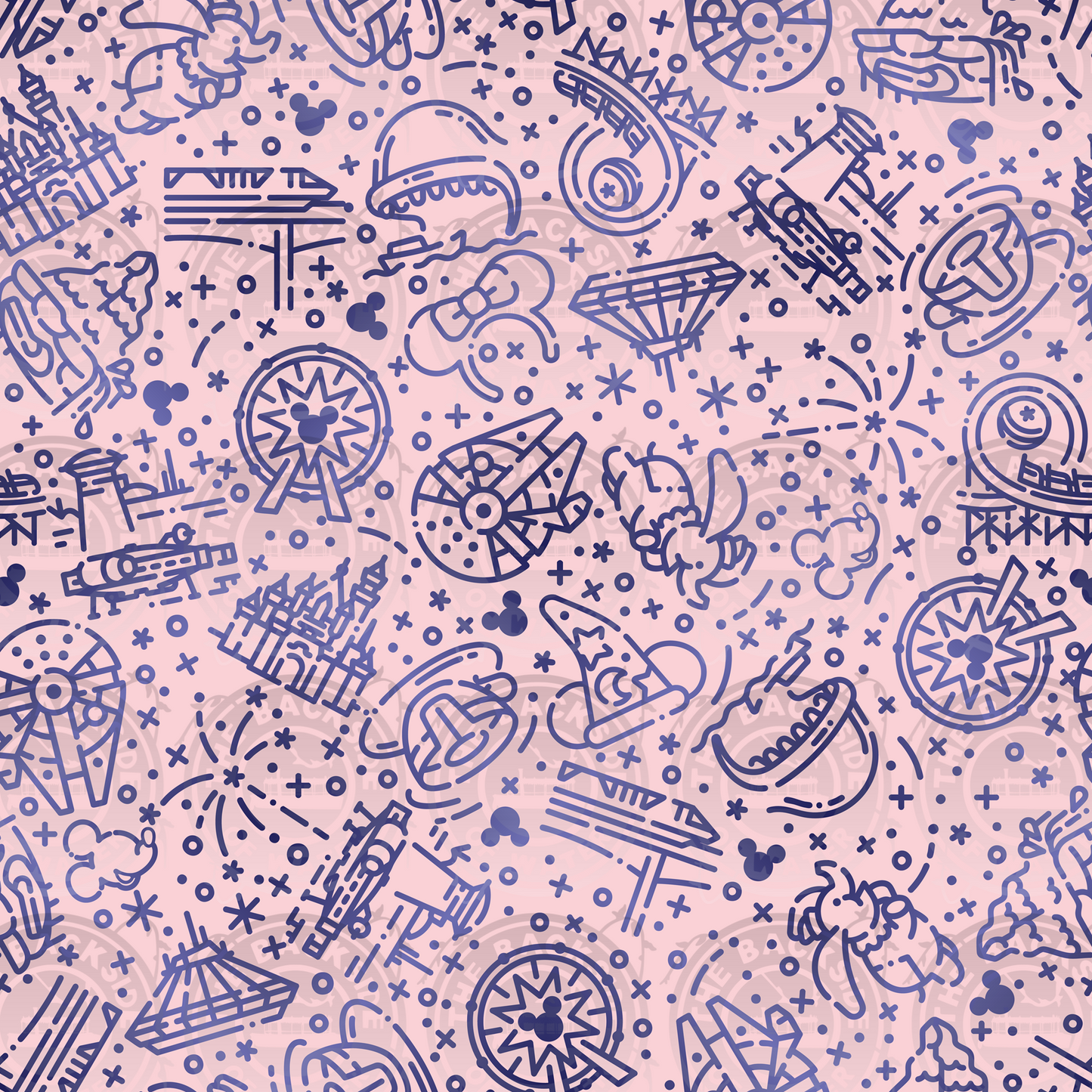 Park Icons - DL Pink on Blue
