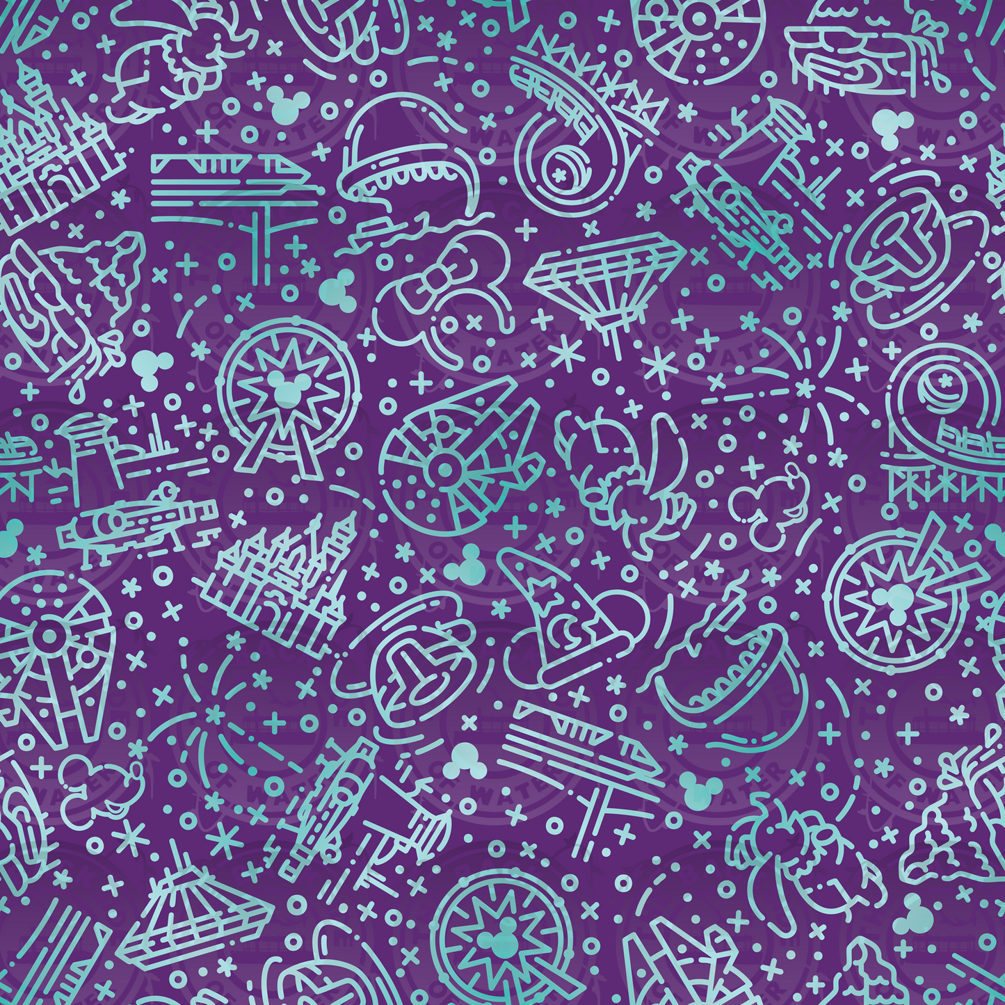 Park Icons - DL Purple on Teal