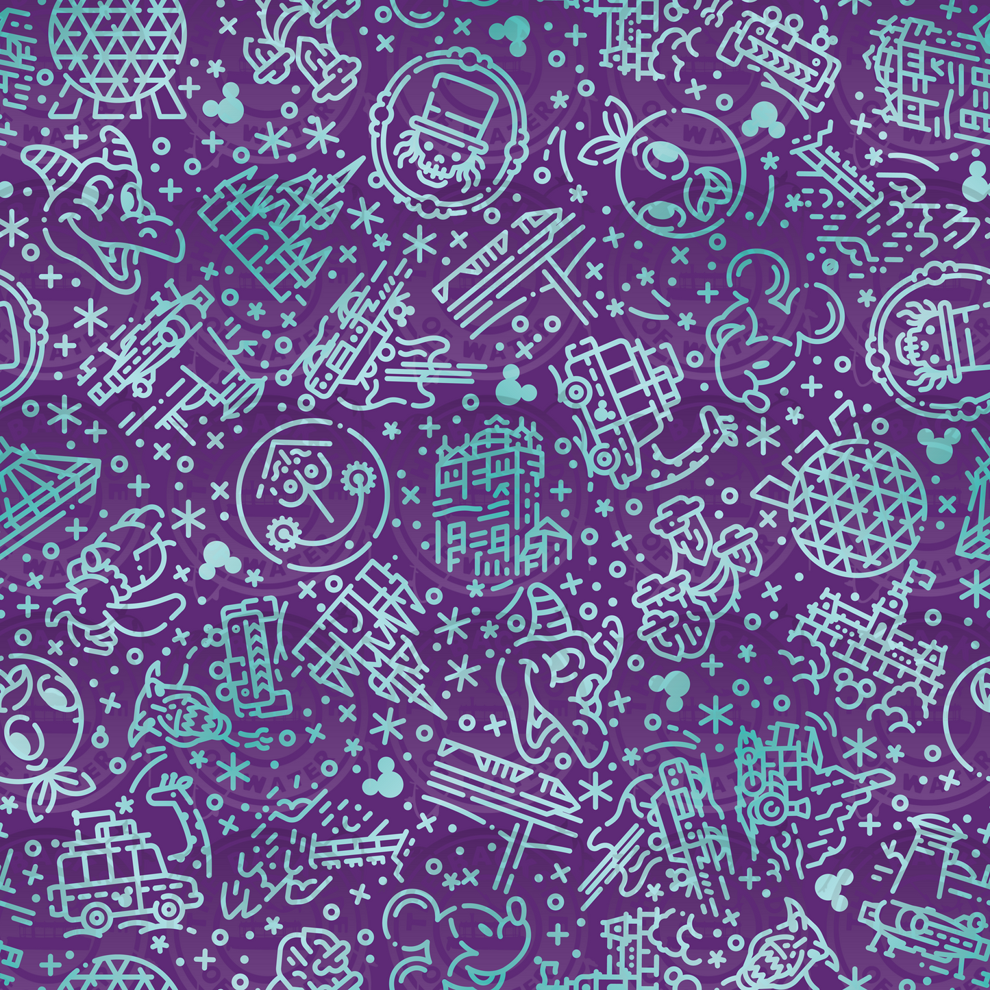 Park Icons - DW Purple on Teal